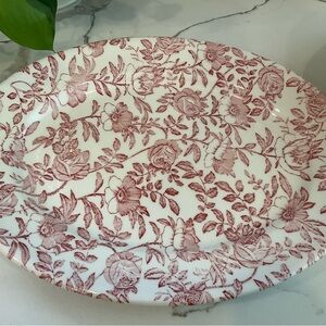 Floral Red and White Dinner Plate